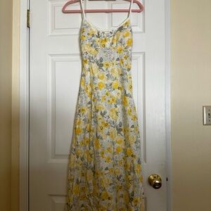 Floral Yellow and Gray Women's Dress
